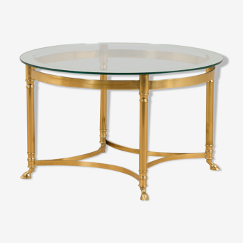 Brass and glass french round coffee table