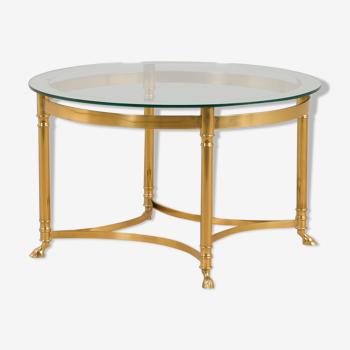 Laiton et verre français table basse ronde