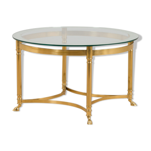 Laiton et verre français - basse table ronde