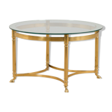 Laiton et verre français table basse ronde