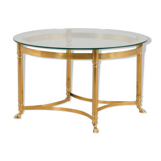 Brass and glass french round coffee table