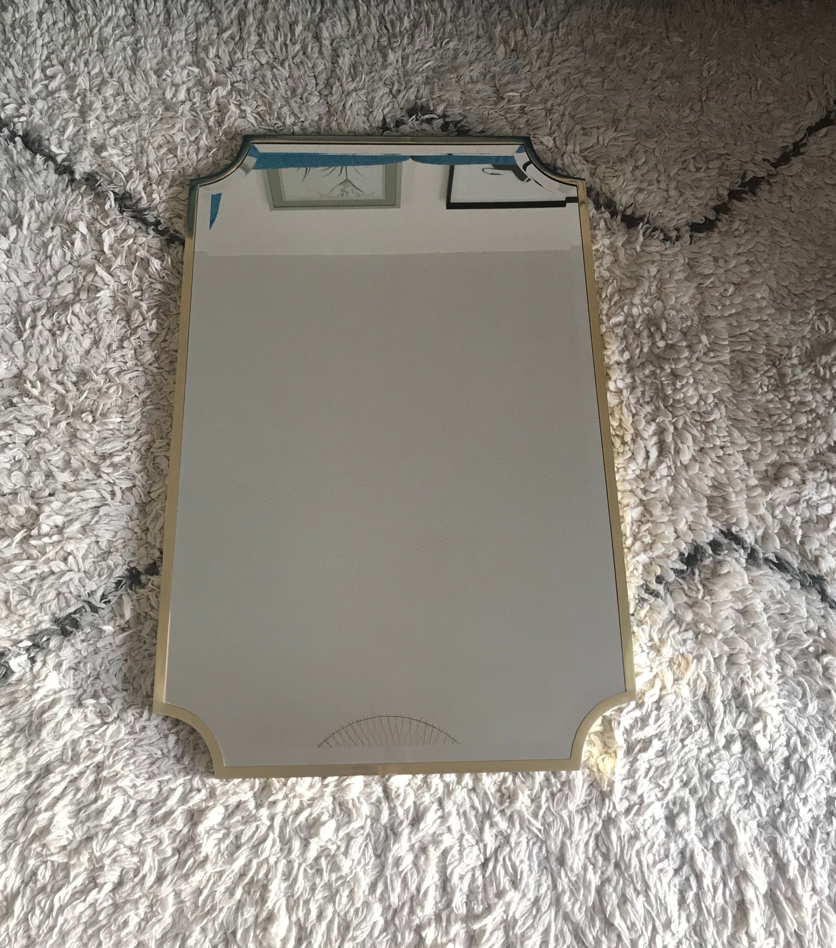 Brass bevelled mirror, Italy, 60s