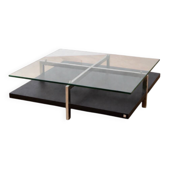Glass and chrome metal coffee table