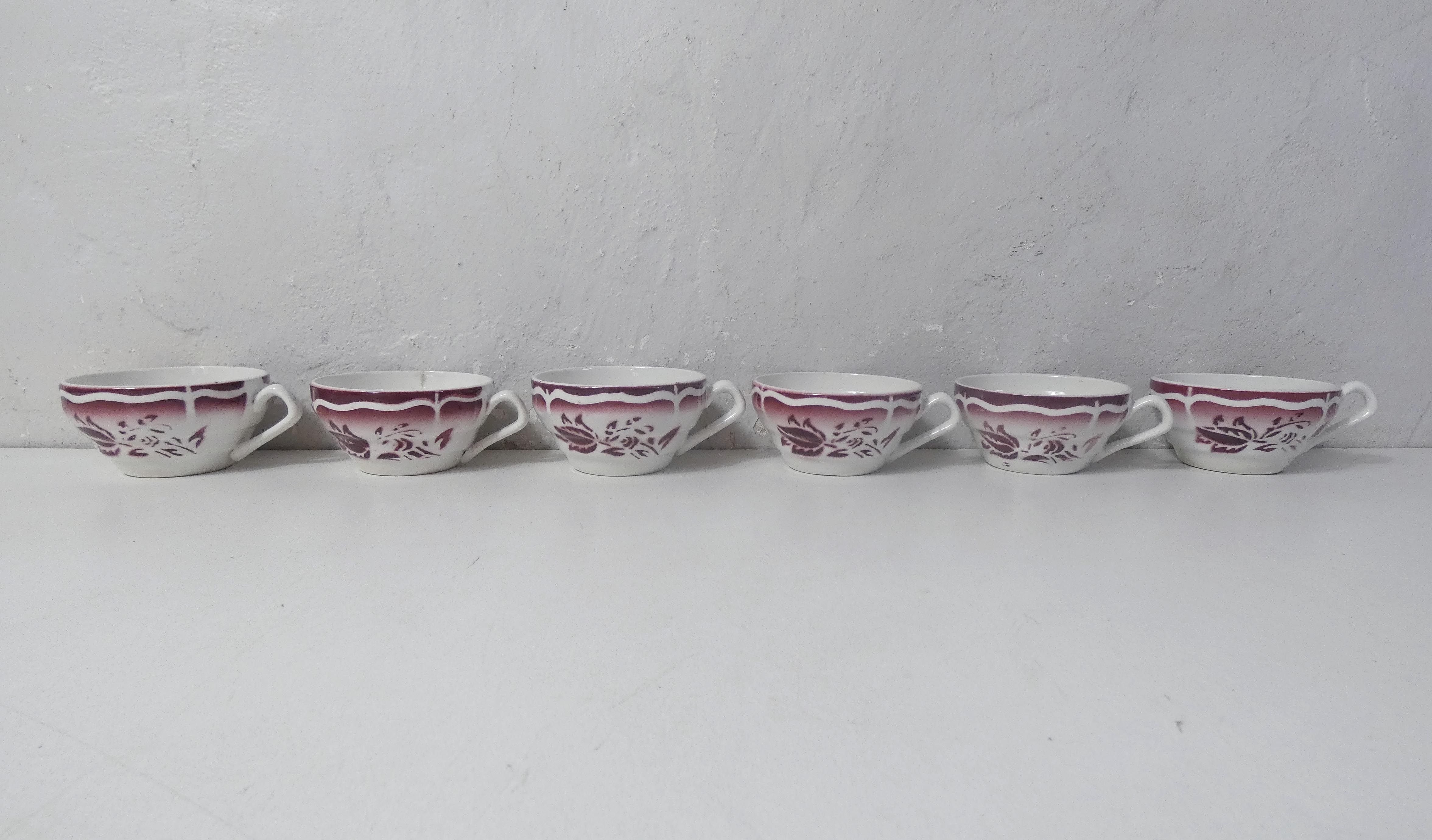 6 cups Digoin Sarreguemines