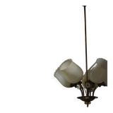 Brass and Glass Mid-Century Chandelier by Itsu, Finland, 1950s