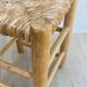 Wooden and straw stool vintage bohemian spirit
