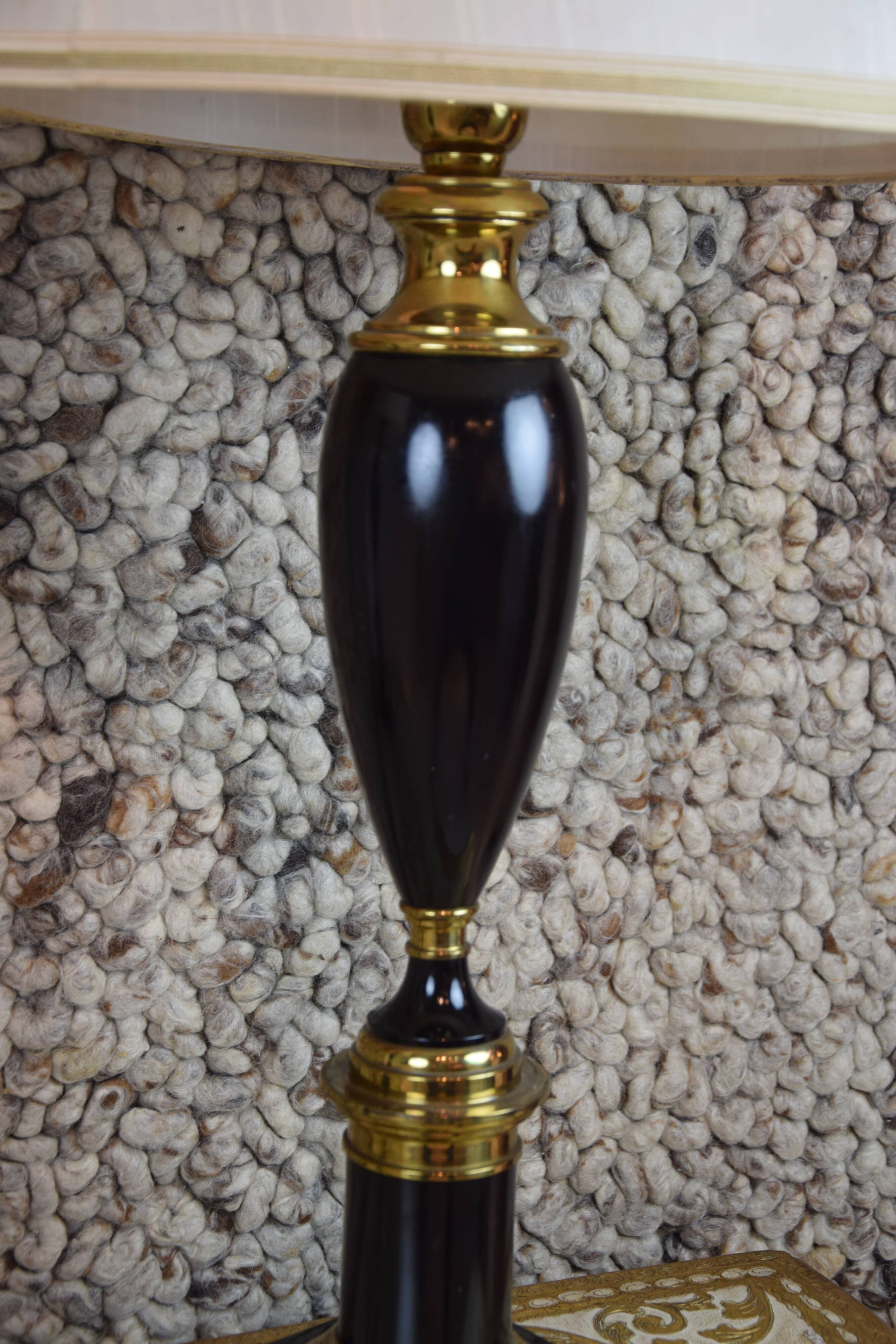 Pair of black lacquered lamps