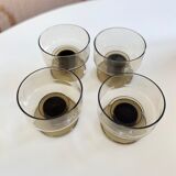 Lot de 4 coupes à champagne vintage en verre fumé