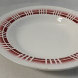 Set of 3 mismatched hollow plates Digoin - Sarreguemines patterns red/burgundy