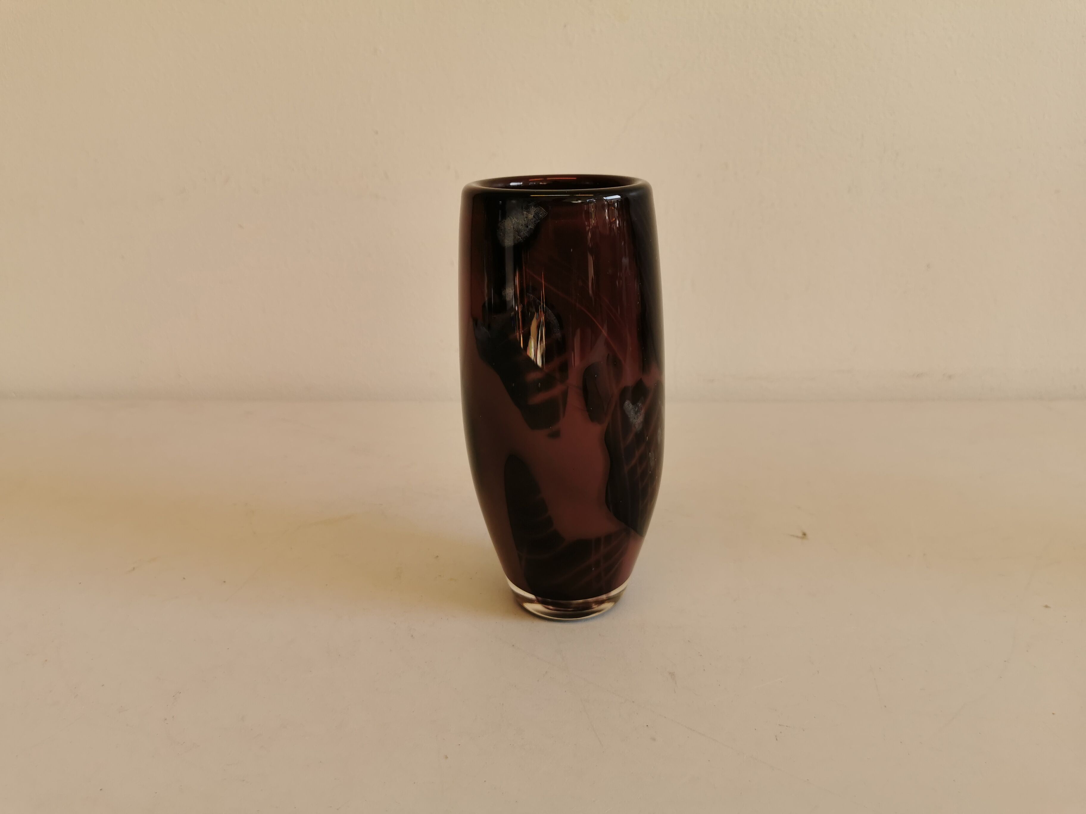 Glass vase in purple colours/nuances, estimated Danish and from the 1970-80s.