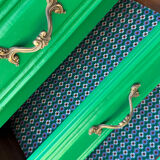 Vintage green oak chest of drawers from the 1960s.