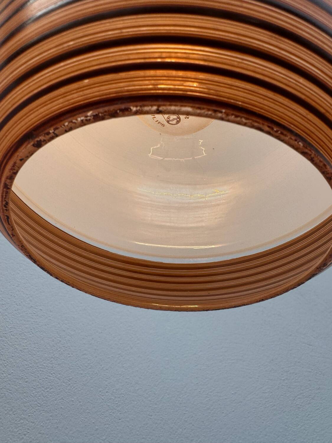 Scandinavian-style glass pendant light from the 1960s