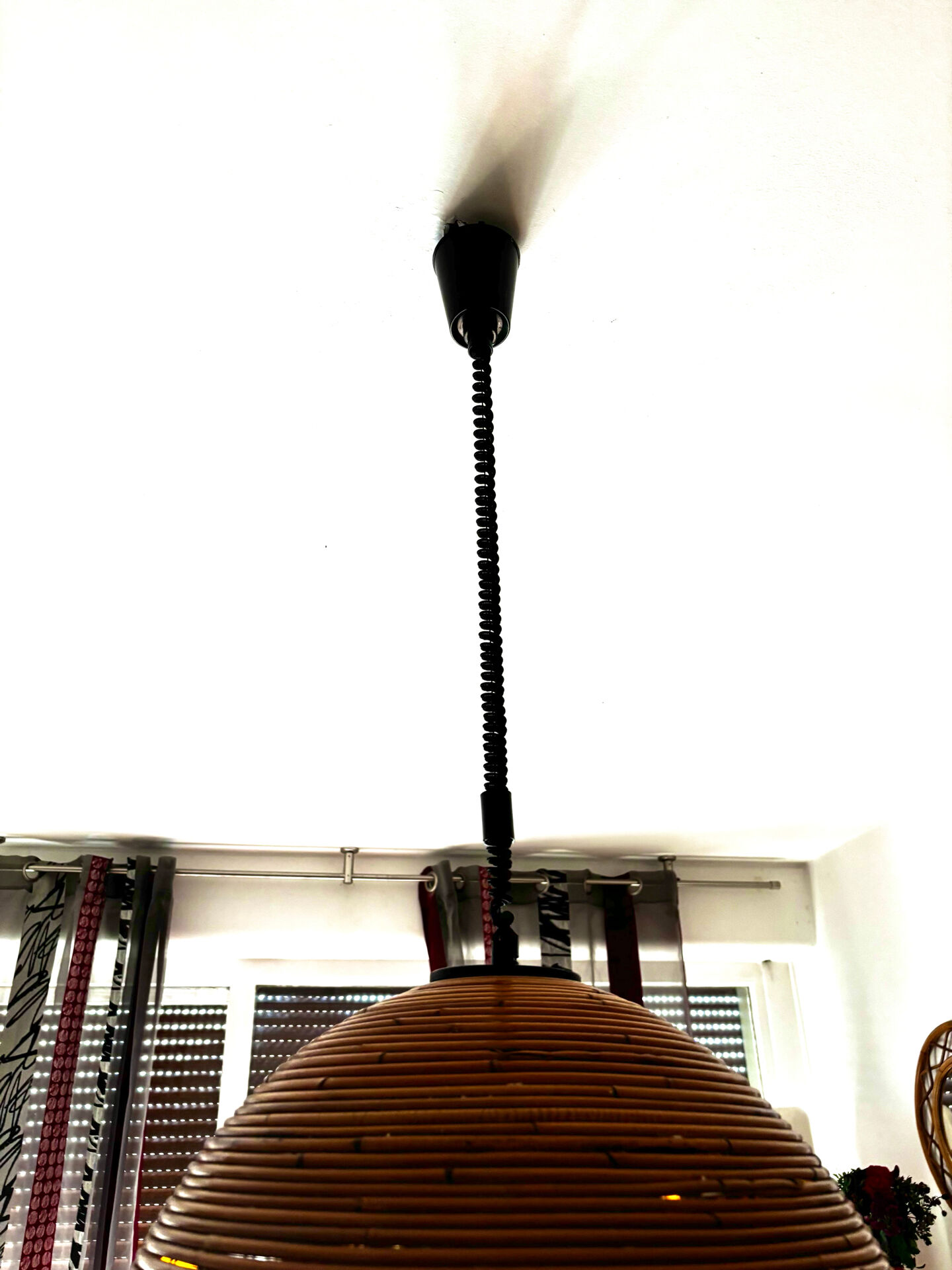 Large rattan pendant light from the 1970s.