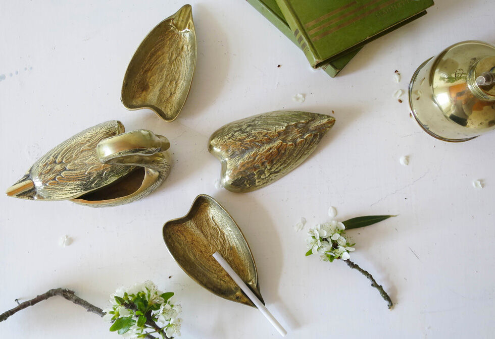 Swan brass ashtrays