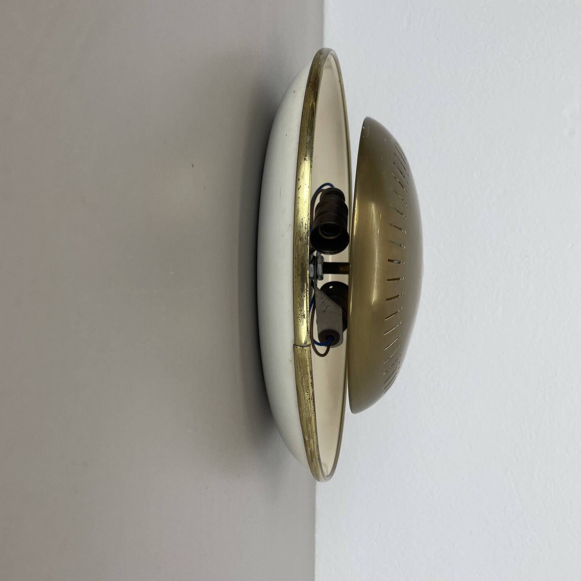 Large 30cm Brass Italian Stilnovo Style Theatre Wall Ceiling Light, Italy 1950s