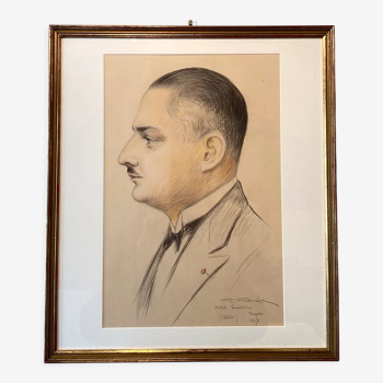 Old painting, portrait of a dandy, signed and dated 1927