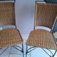 Paire chaises fer forgé et rotin vintage
