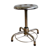 Tabouret industriel réglable en acier chromé