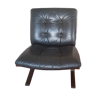 'Kengu' Scandinavian Wood and Black Leather Chair/Heater