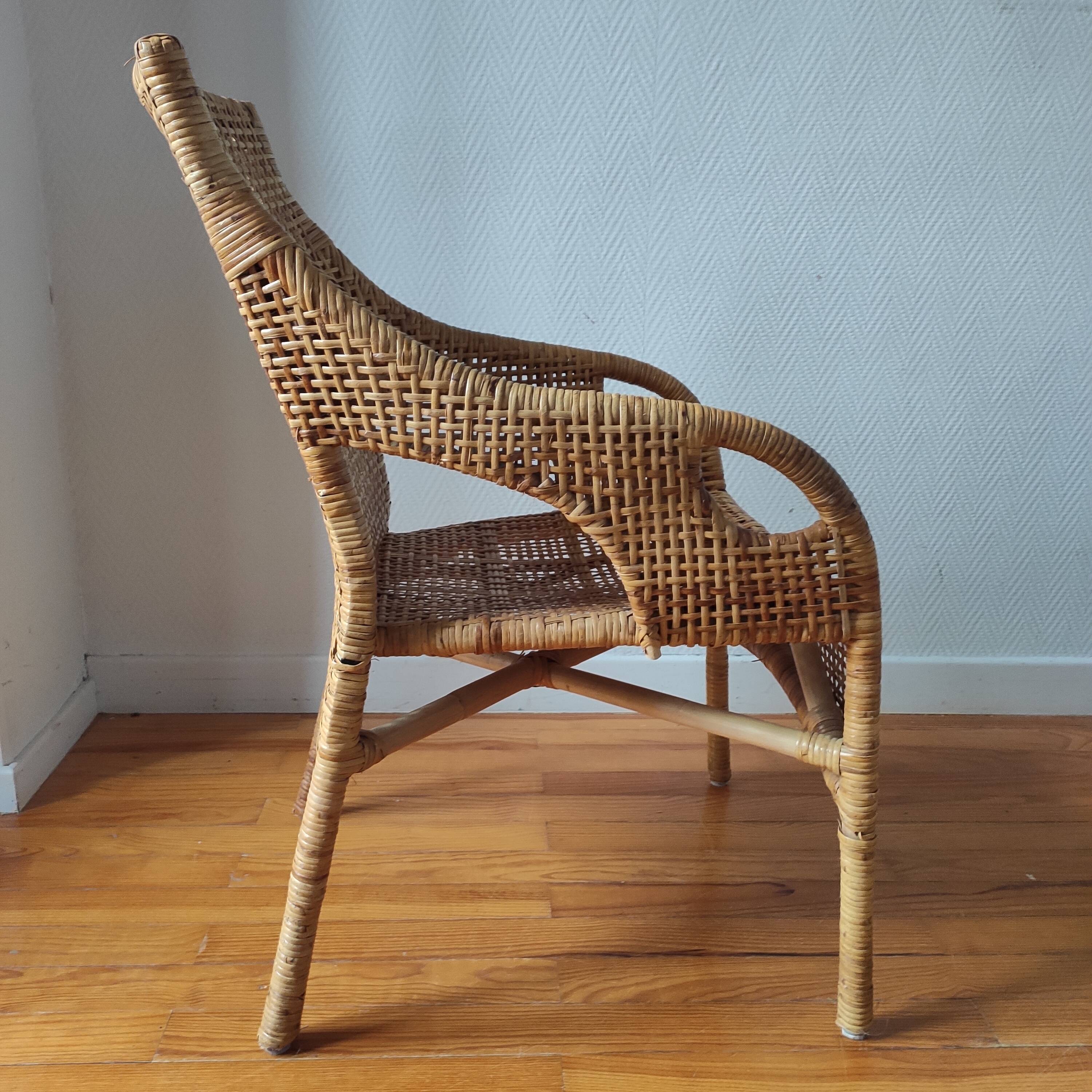 Fauteuil vintage en rotin de Maria Vinka pour Ikéa