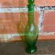 Old Green Bubble Glass Carafe Bottle with Vintage Stopper