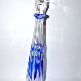 Antique Overlay NELLY carafe in crystal lined with cobalt blue SAINT-LOUIS 1930