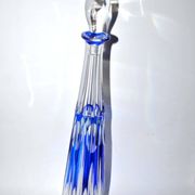 Antique Overlay NELLY carafe in crystal lined with cobalt blue SAINT-LOUIS 1930