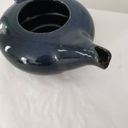 Blue glazed stoneware ceramic teapot Signed Pictogram Signature to identify