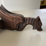 Pair of winged dragon sconces in carved wood