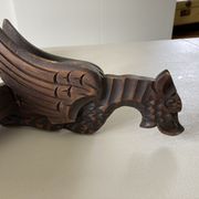 Pair of winged dragon sconces in carved wood