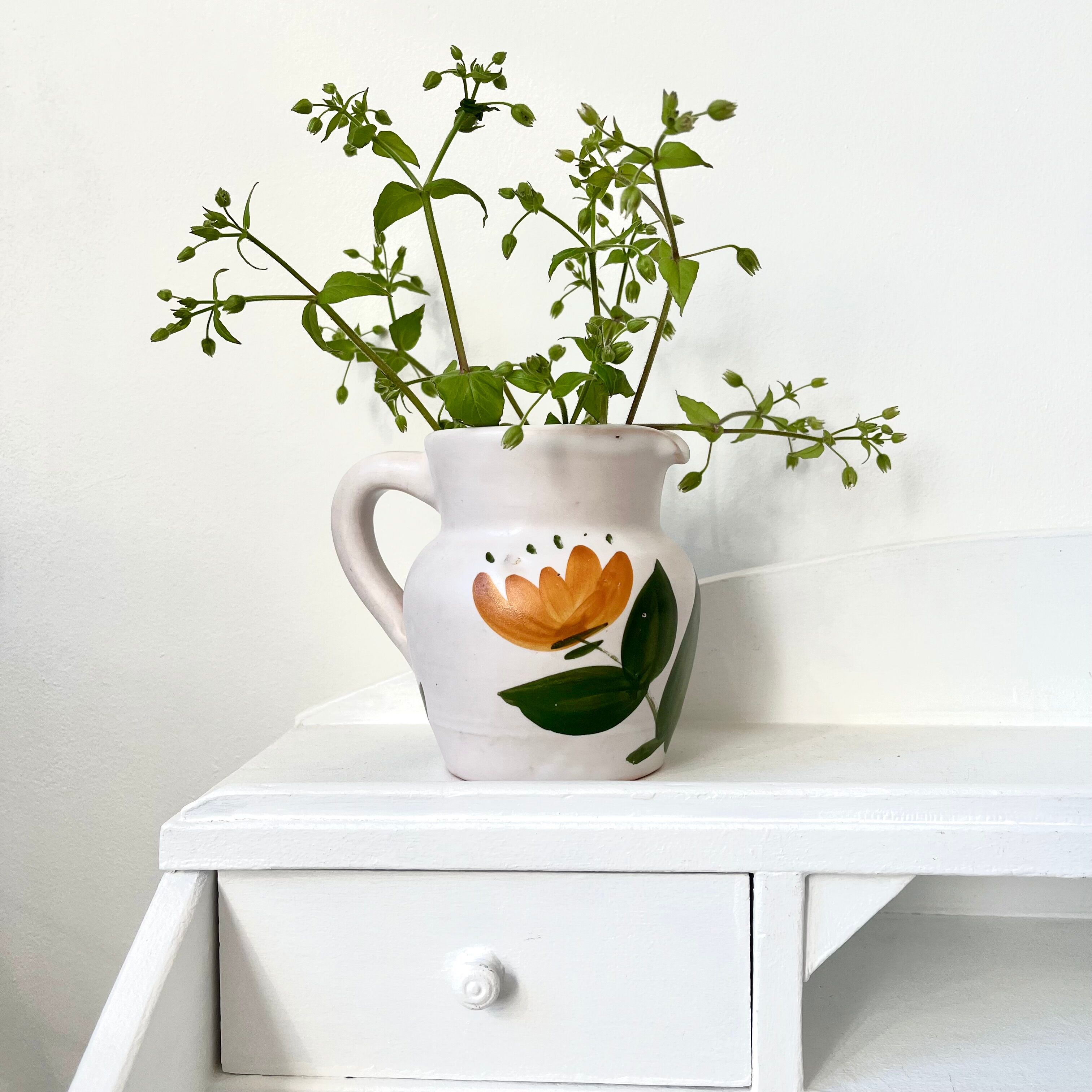 Milk jug vintage flowers