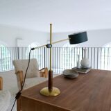 Mid-century modern table lamp in brass and walnut, rare by Einar Bäckström, Sweden.