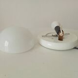 Vintage wall lamp in opaline and lacquered wood