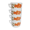 Set of 4 coffee cups with orange flowers, Arcopal