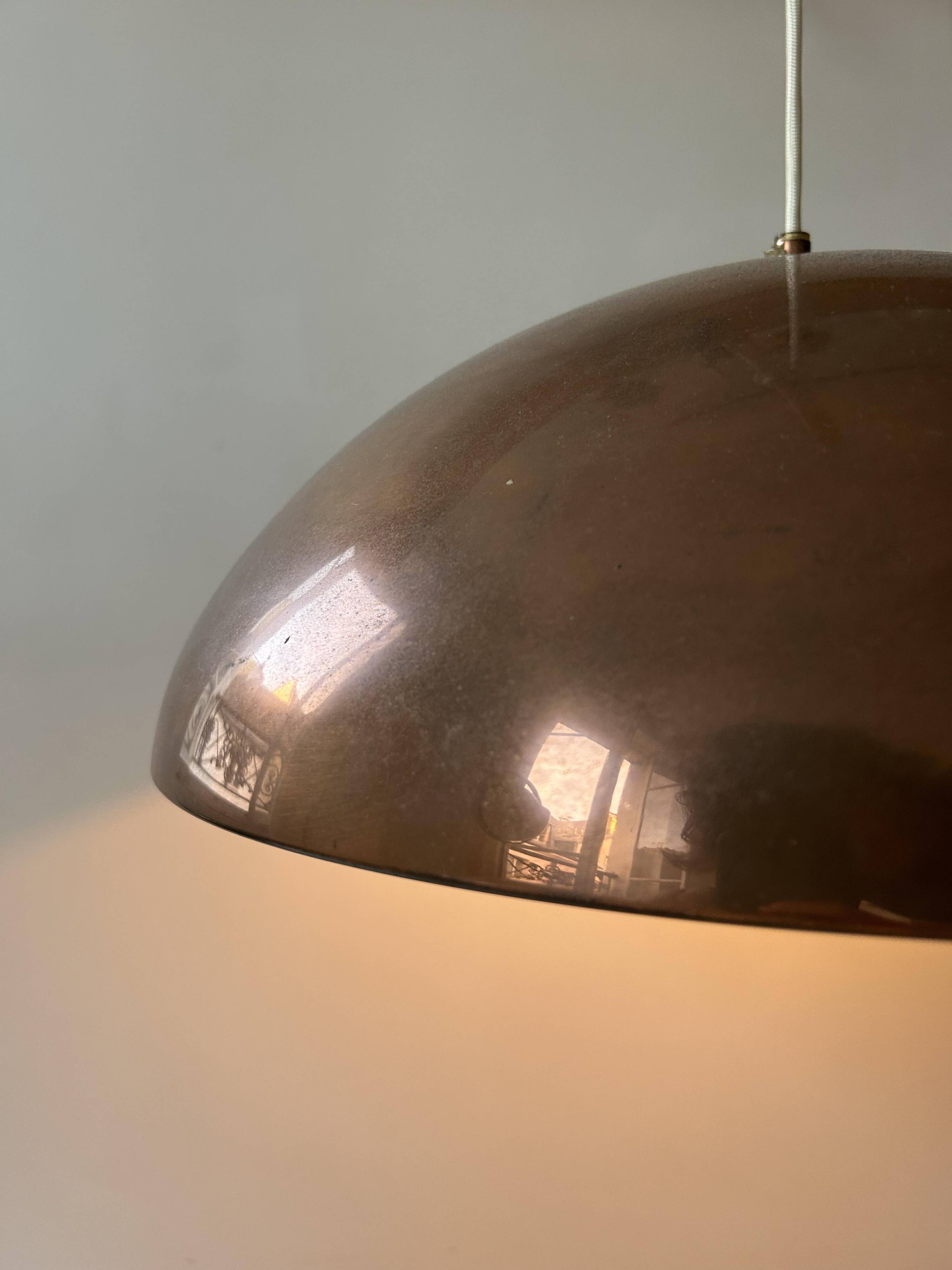 Vintage copper pendant light, Sweden 1960s