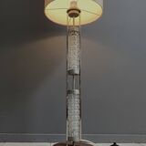 Glass base floor lamp with silk shade by Richard Essig for Besigheim 1970s