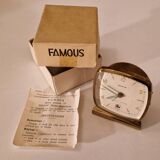 "Famous" alarm clock, automatic calendar model, vintage circa 1950, perfect condition