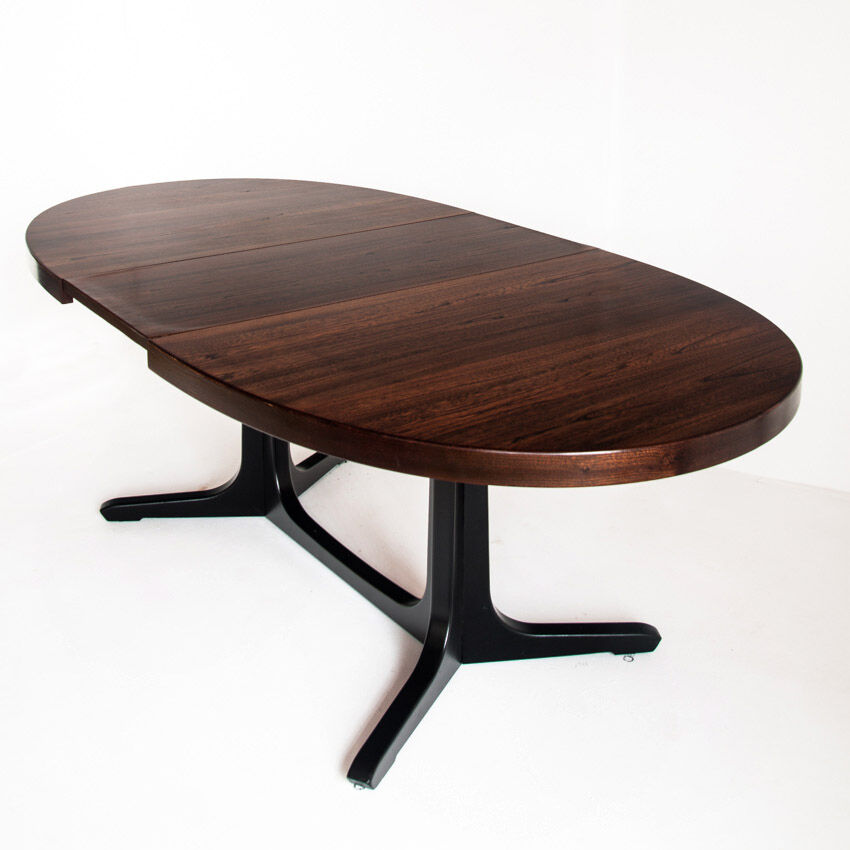 Table à manger avec une rallonge en chêne et bois d'orme, france, années 1970