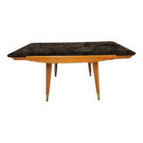 Small opaque black glass coffee table 1960
