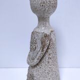 ceramic candle holder with crowned head signed P