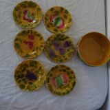 Dessert set salad bowl and 6 plates 541023 fruits barbotine sarreguemines