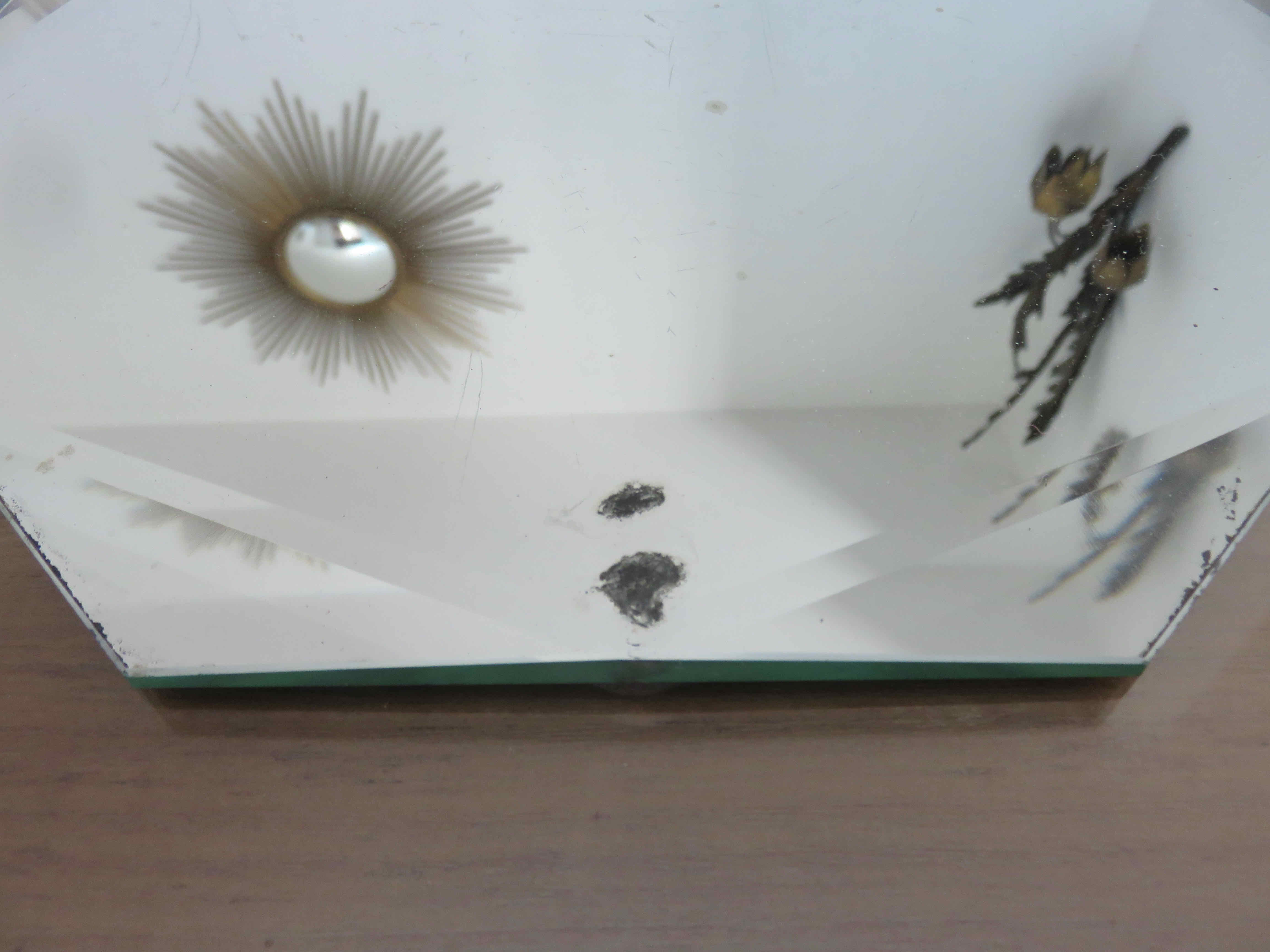 Beveled octagonal mirror 40s 50s 27 cm X 27 cm