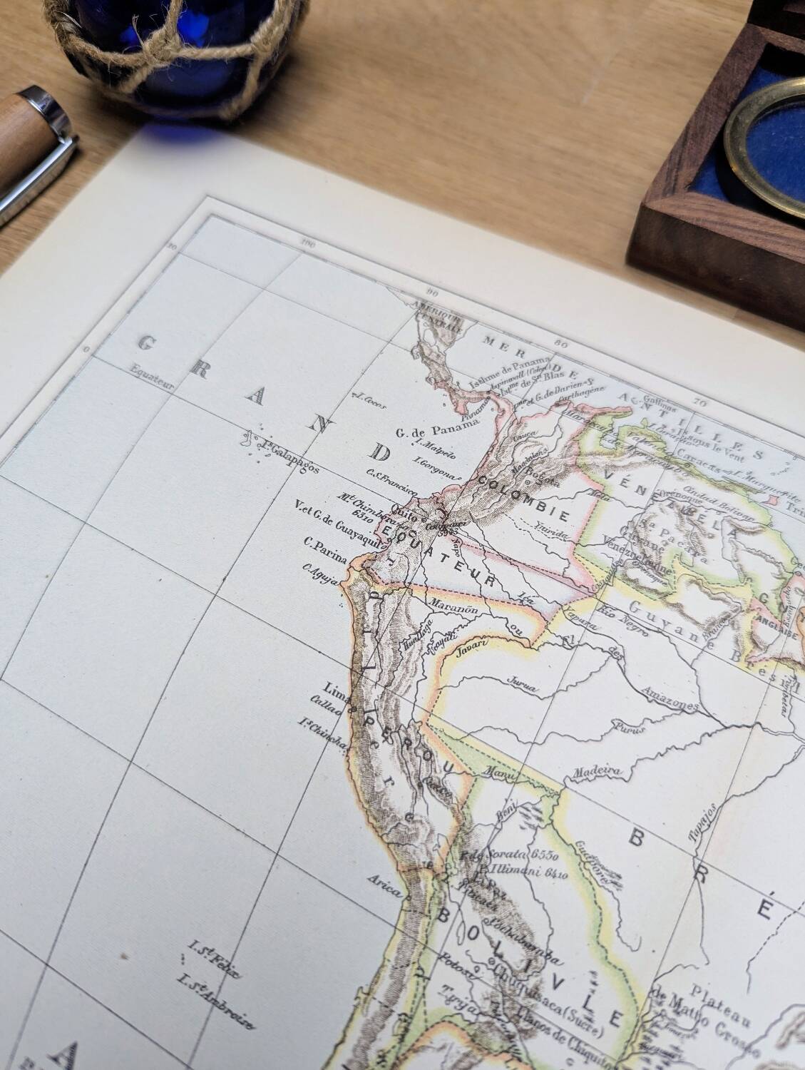 South America, vintage map, 1887, Authentic
