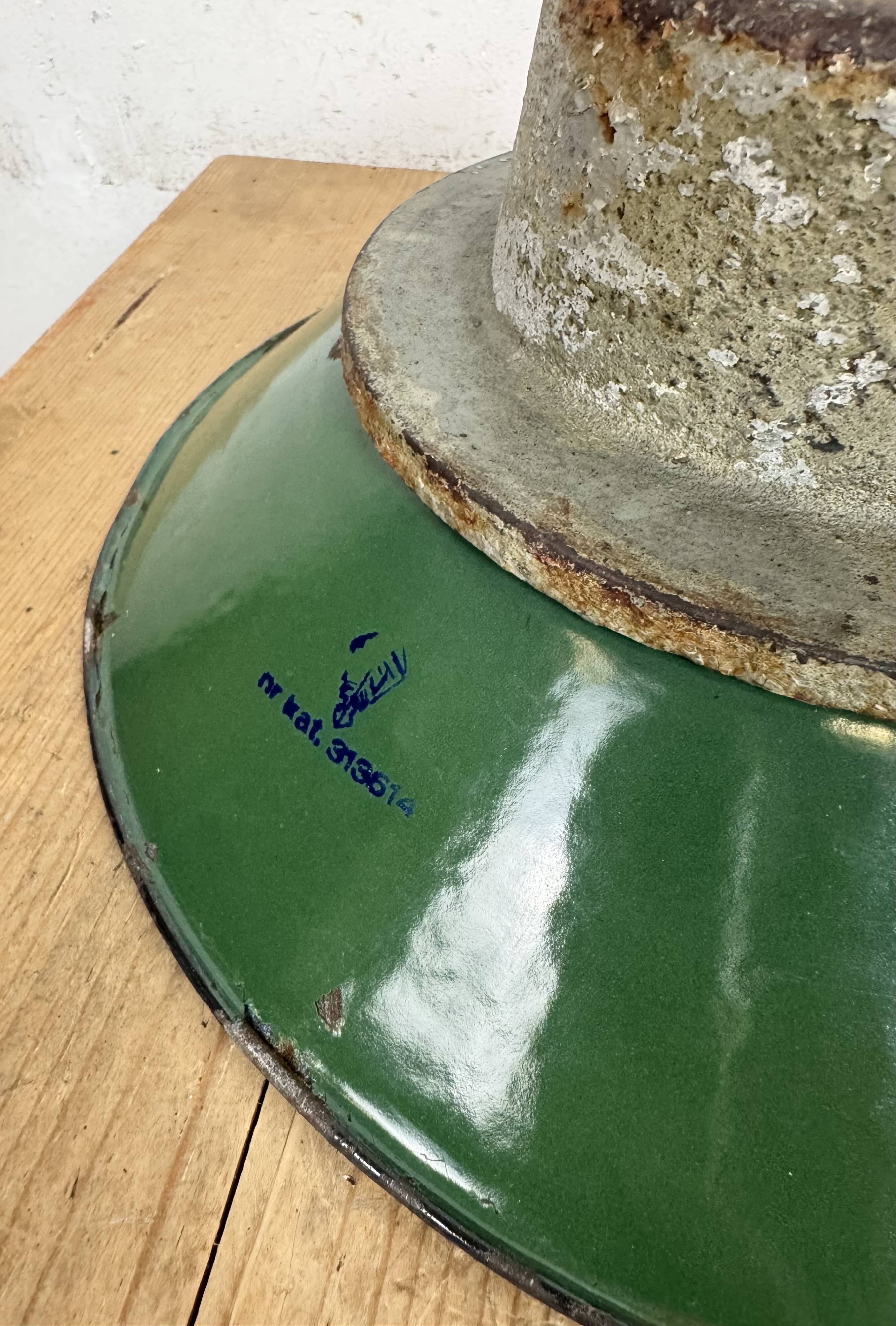 Green Enamel and Cast Iron Industrial Pendant Light, 1960s