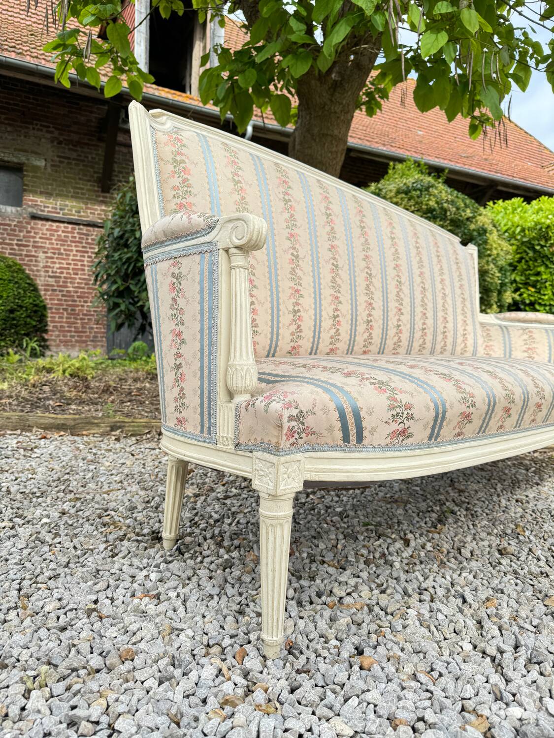 Large Sofa In Painted Wood From Louis XVI XVIII Eme Century