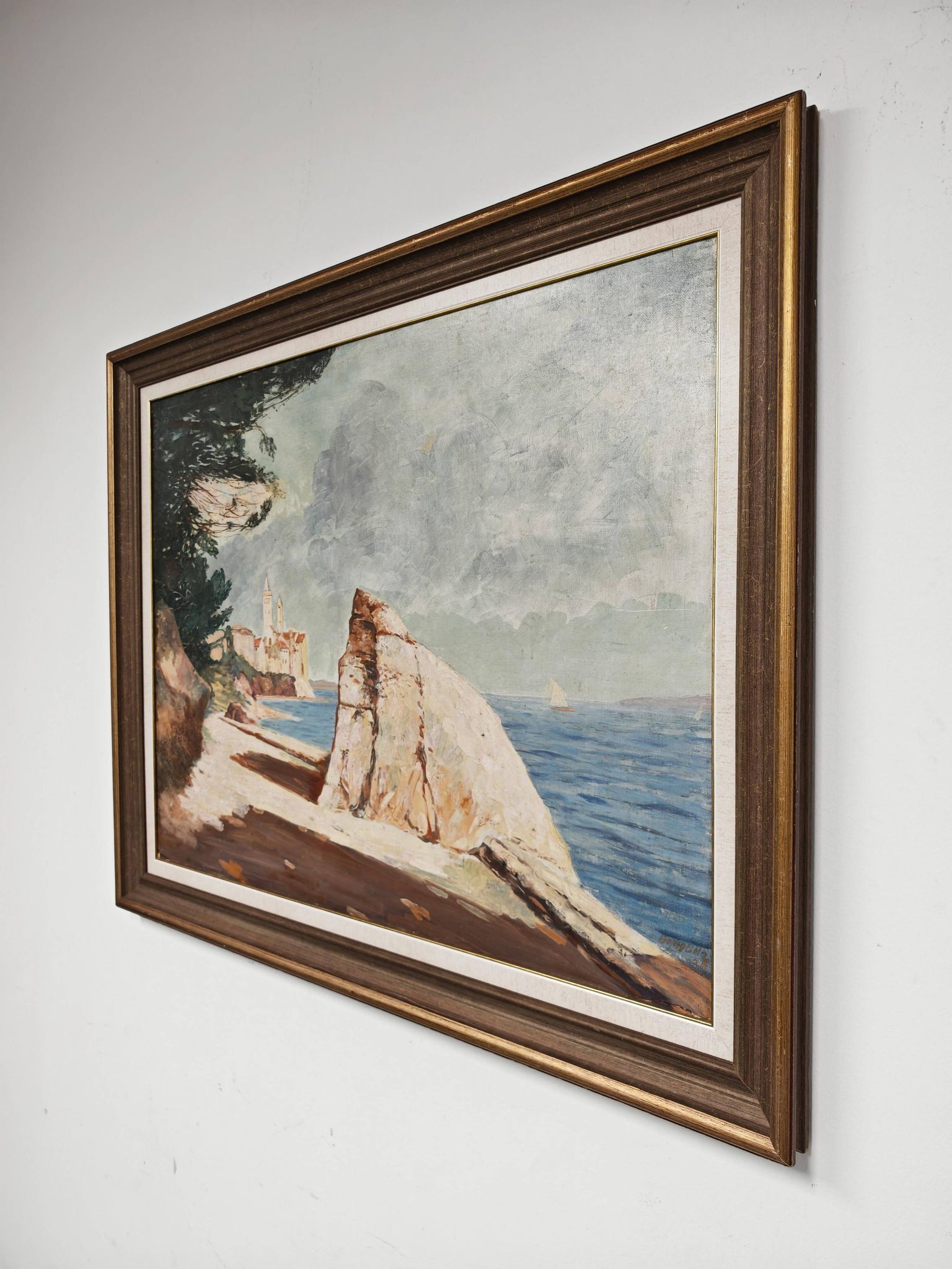 Rab Island, oil on hardboard by Bogoslav Vojinović Pelikan 1926