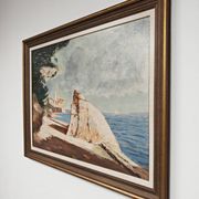 Rab Island, oil on hardboard by Bogoslav Vojinović Pelikan 1926