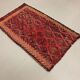 Vintage Turkish Mini Kilim 93x58 cm Shabby Wool Small Kelim Rug Black,Red