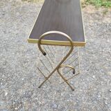 Magazine and document rack, Formica, chrome, gold finish