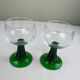 2 large vintage green glasses